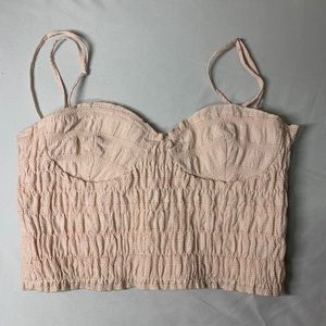 Zara light pink gingham corset crop top